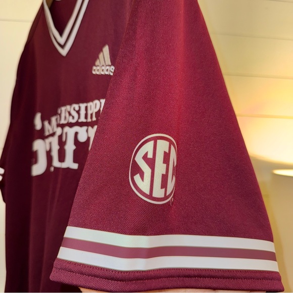 Adidas Burgundy Mississippi State Men's Jersey SEC #21 - Picture 5 of 8